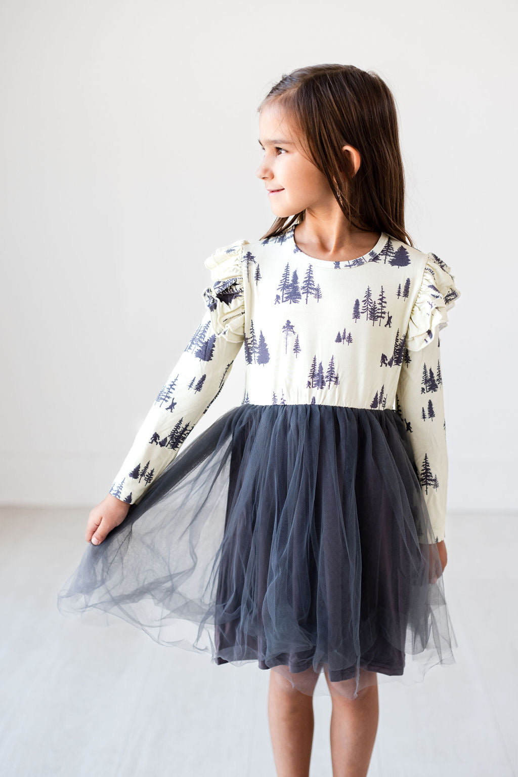 Long Sleeve Tulle Dress - Sasquatch