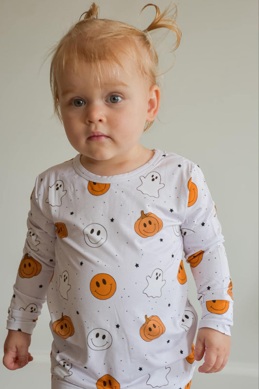 Pumpkin Ghost Smileys Bamboo Romper/ 2 Piece Set