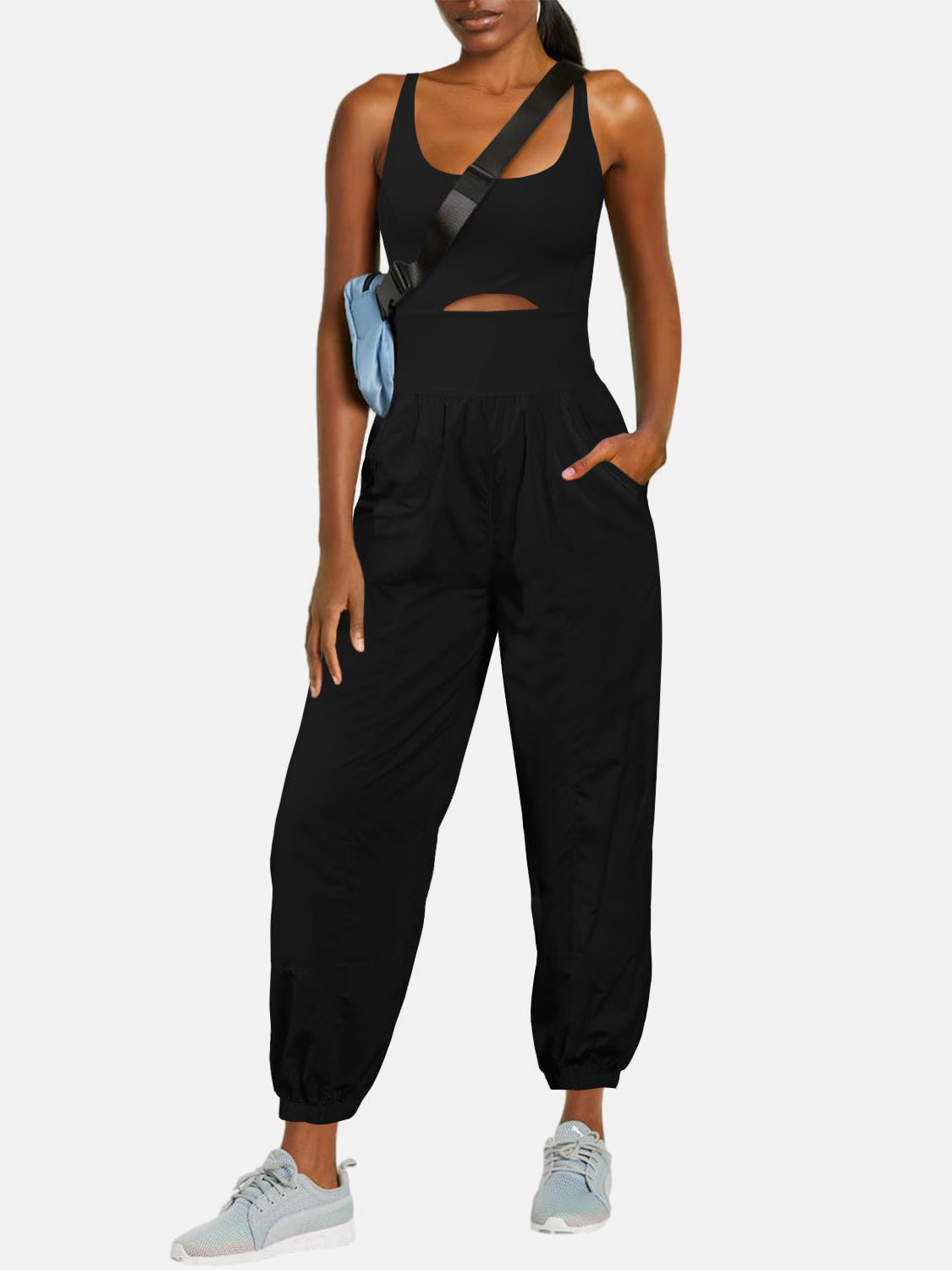 Cutout Scoop Neck Wide Strap Jumpsuit