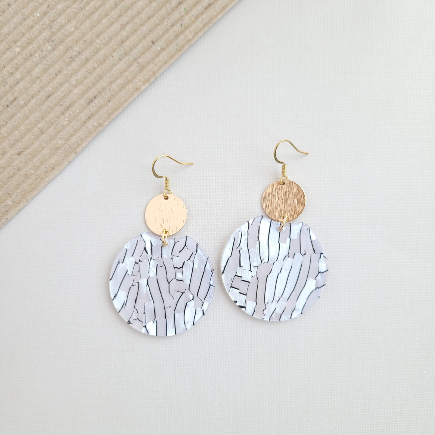 Zoey Earrings - Pearl Black Stripe