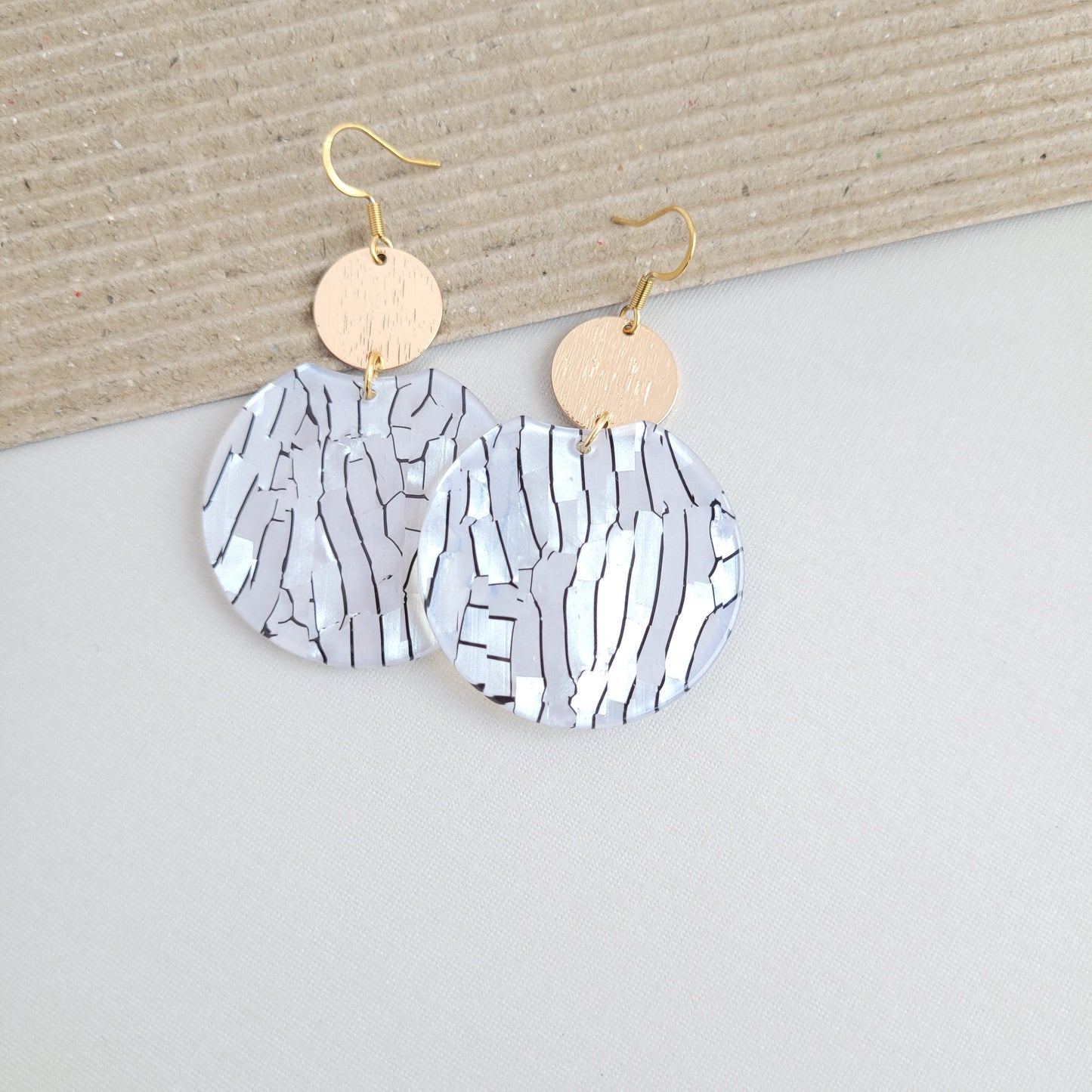 Zoey Earrings - Pearl Black Stripe