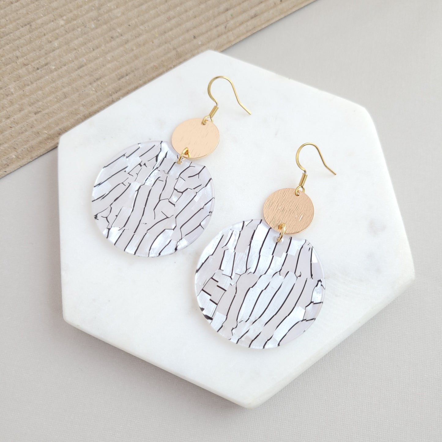 Zoey Earrings - Pearl Black Stripe