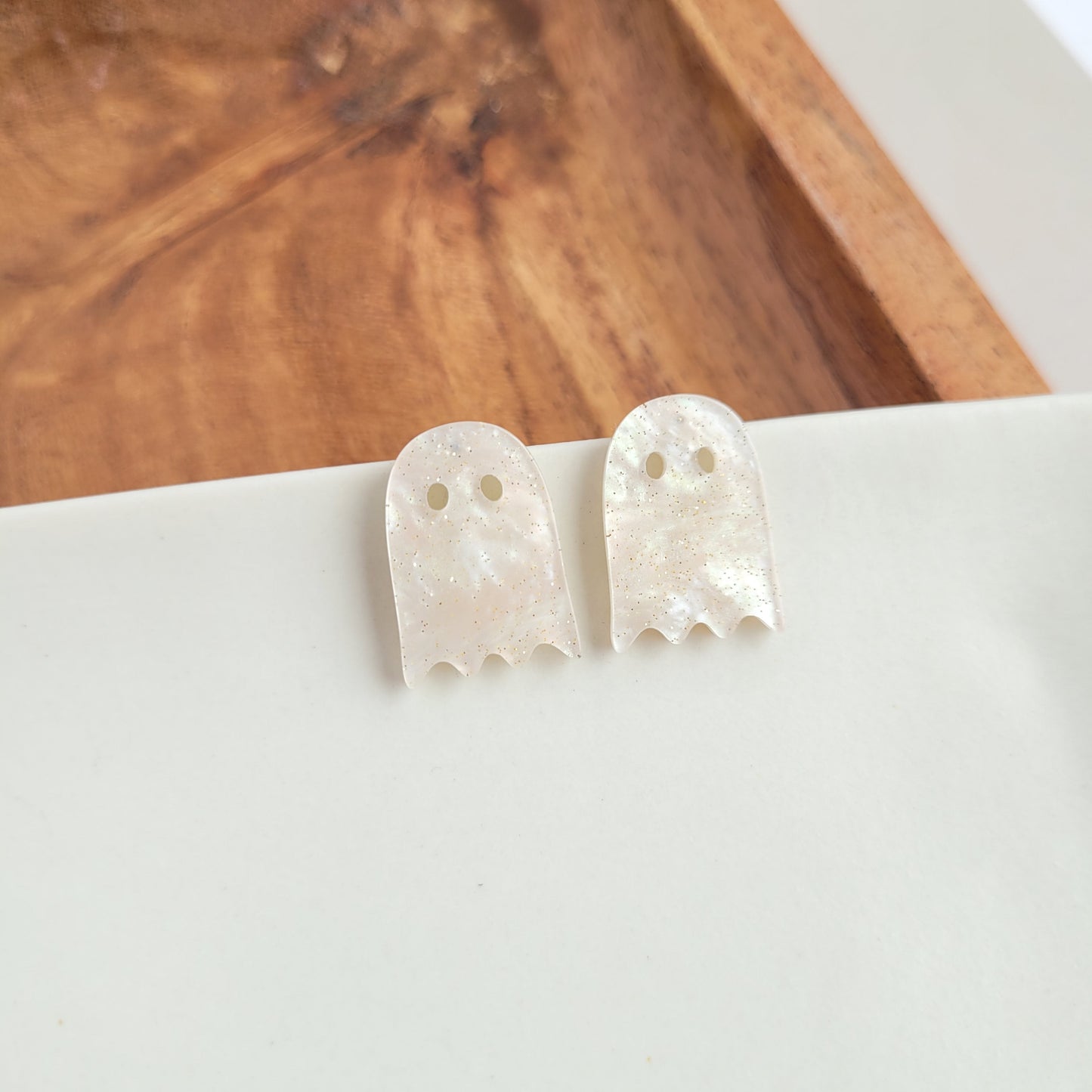 Ghost Studs - White Shimmer