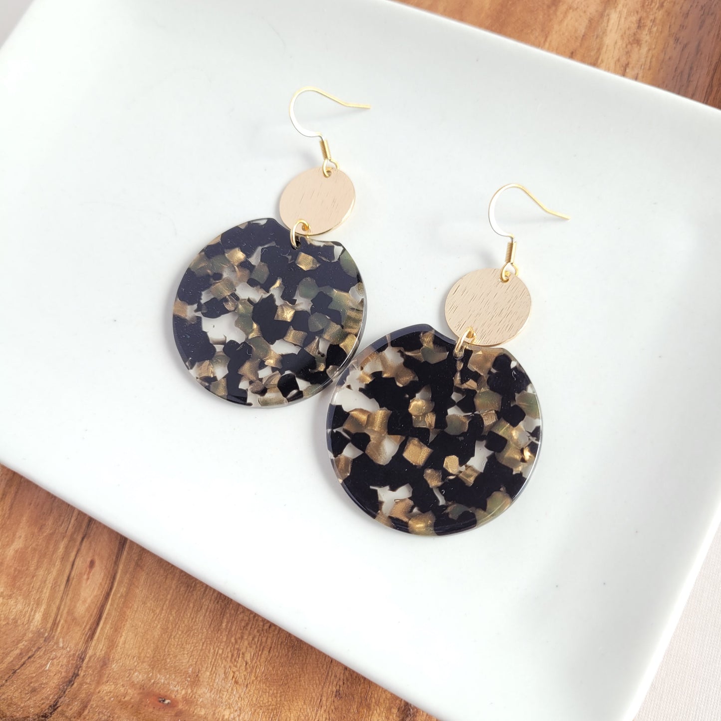 Zoey Earrings - Black & Bronze