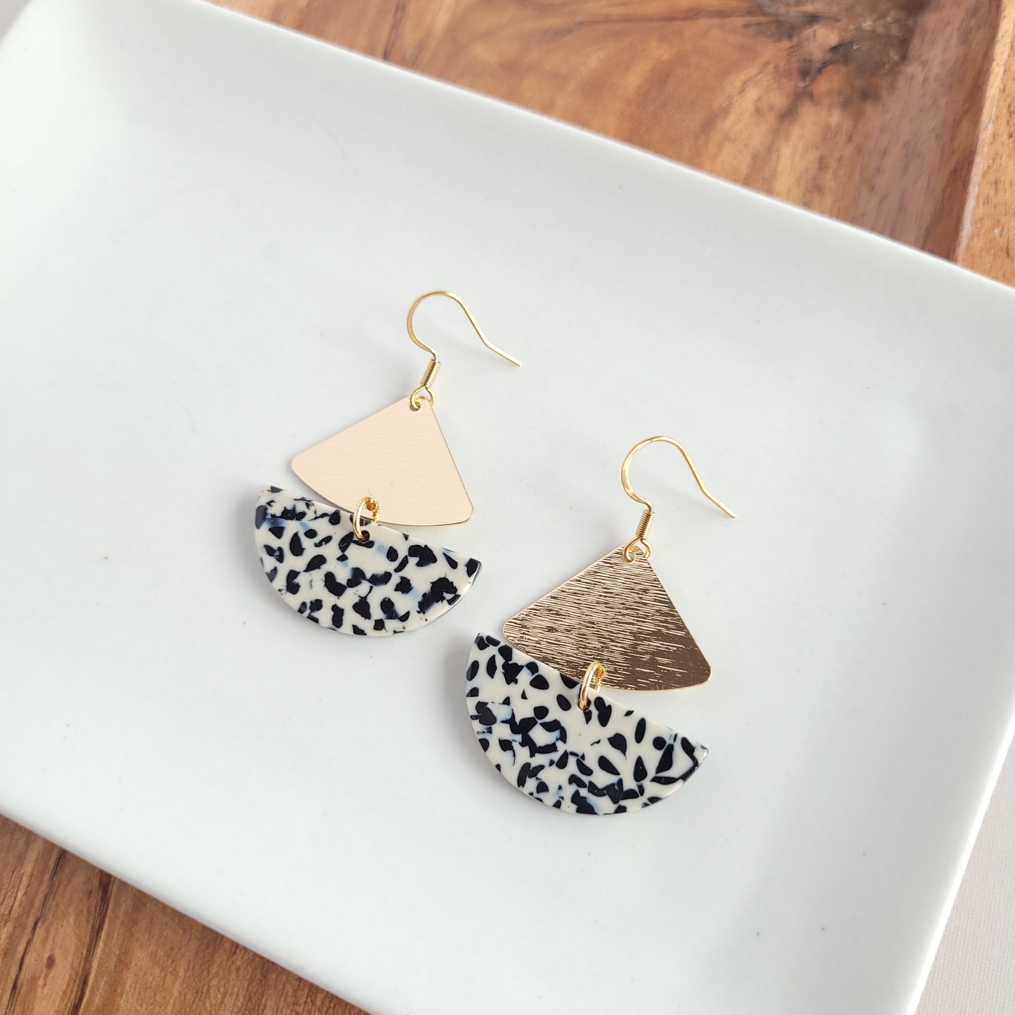 Ava Earrings - Black Dot