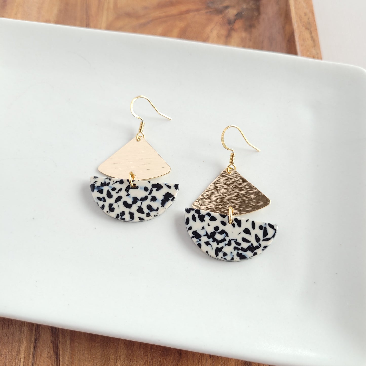 Ava Earrings - Black Dot