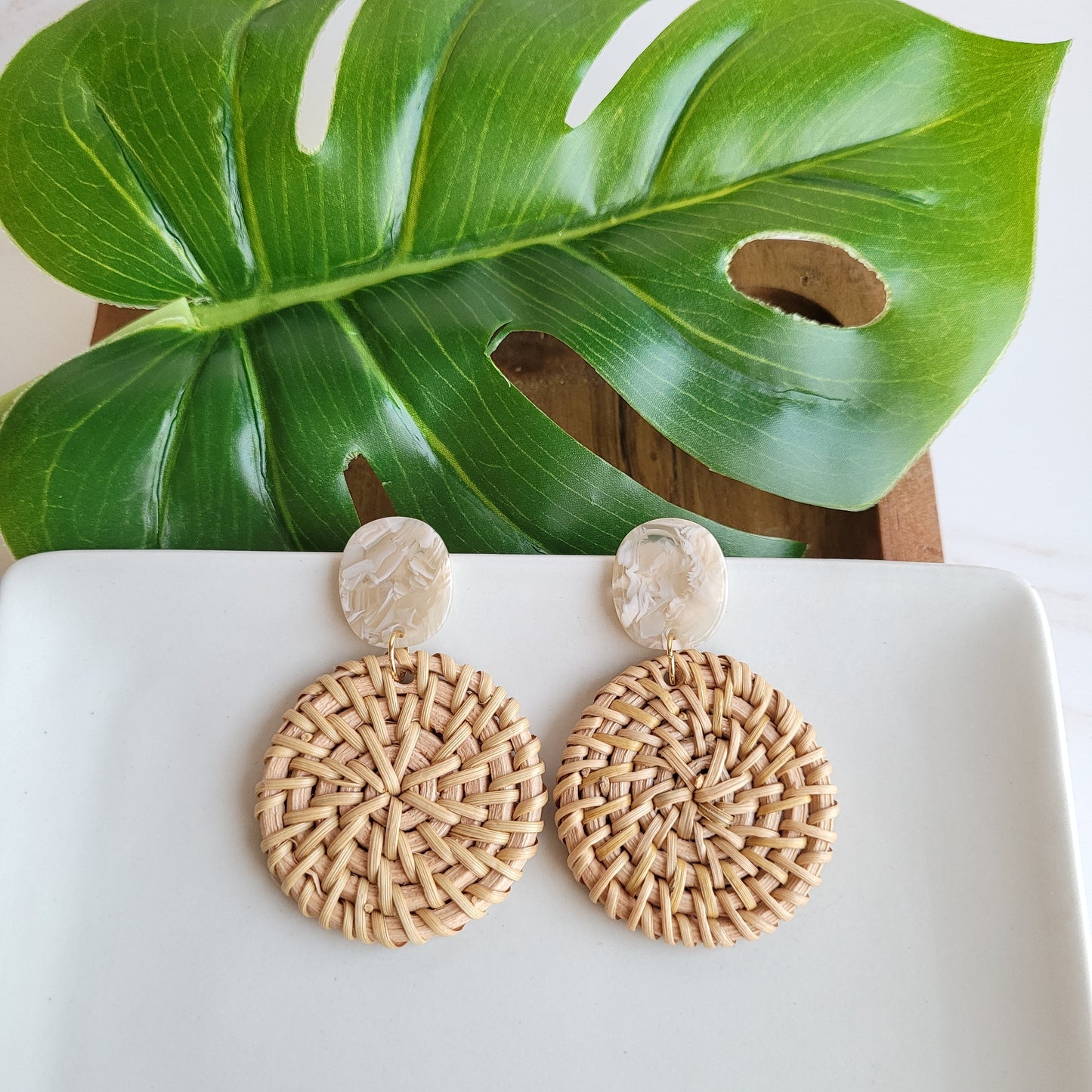 Dominica Earrings - Dark Rattan