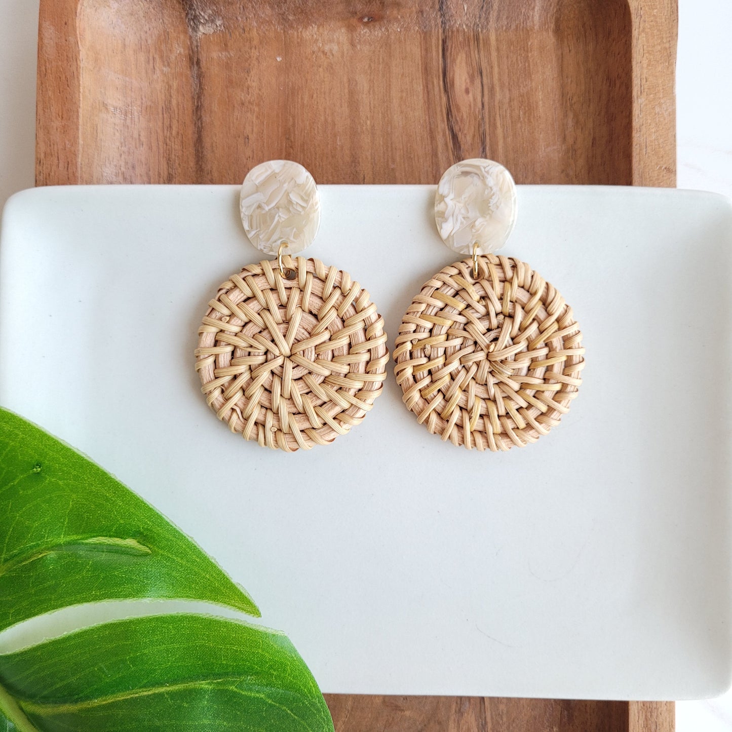 Dominica Earrings - Dark Rattan