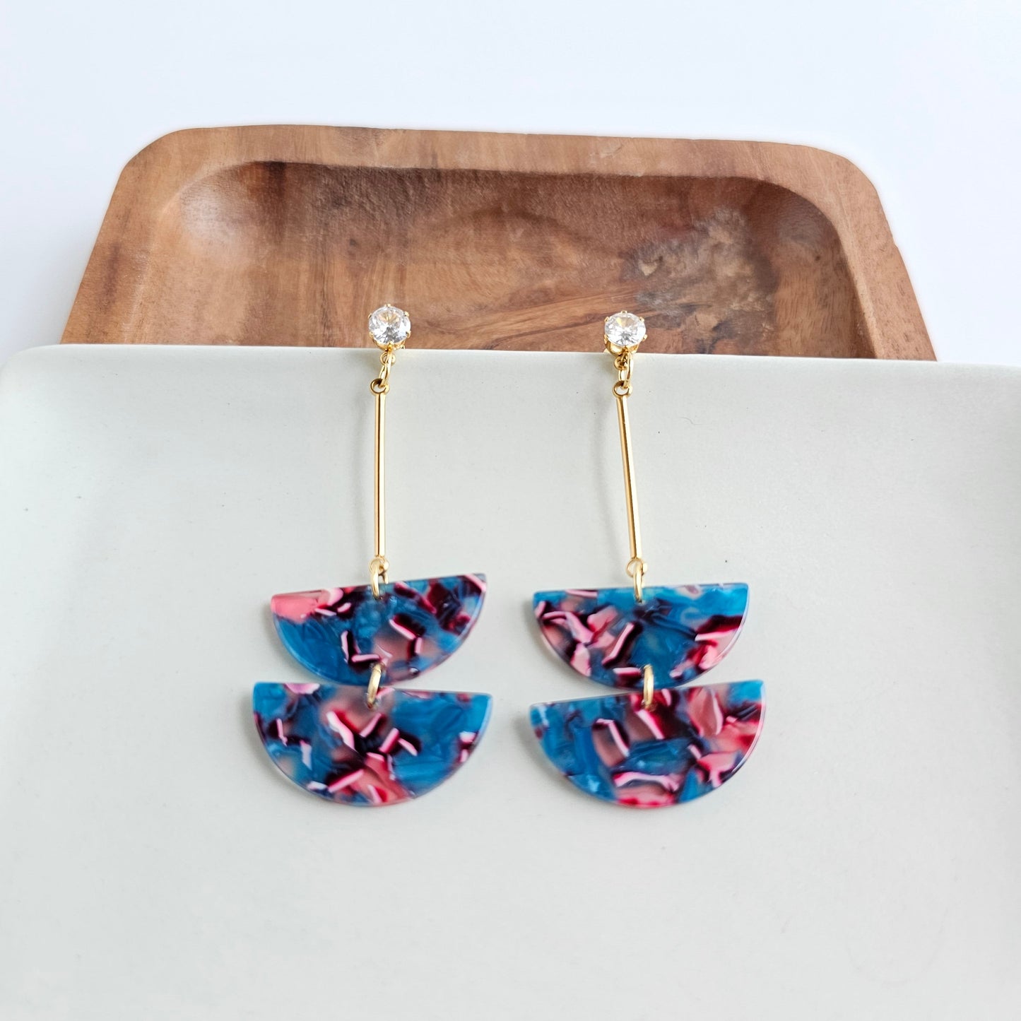 Everly Earrings - Magenta Teal