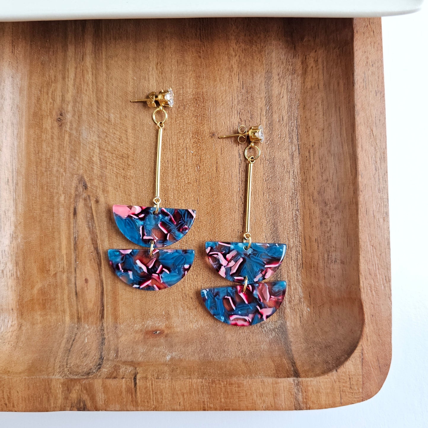 Everly Earrings - Magenta Teal