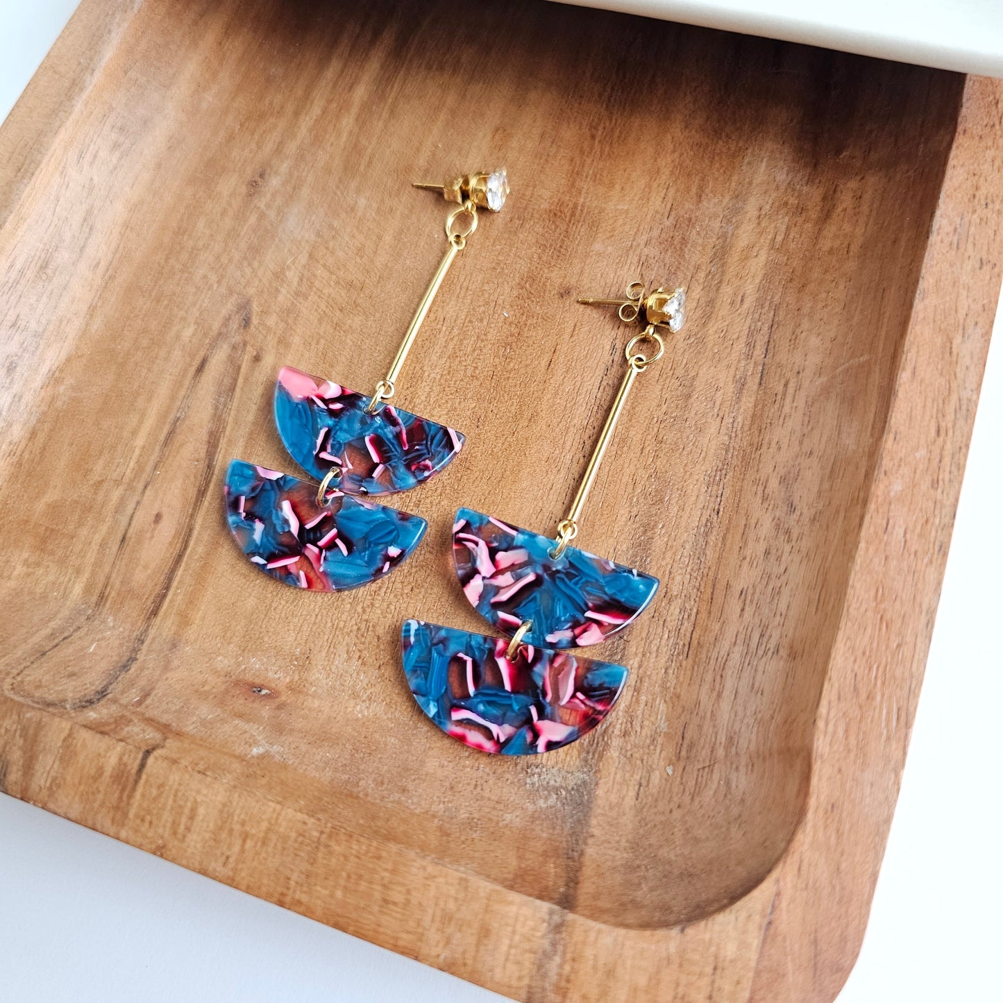 Everly Earrings - Magenta Teal