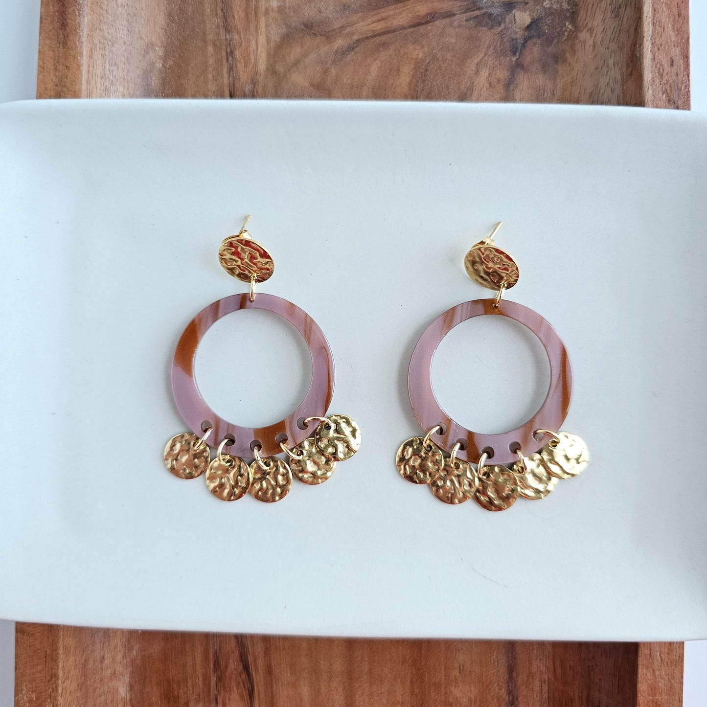 Francesca Earrings - Mauve & Copper