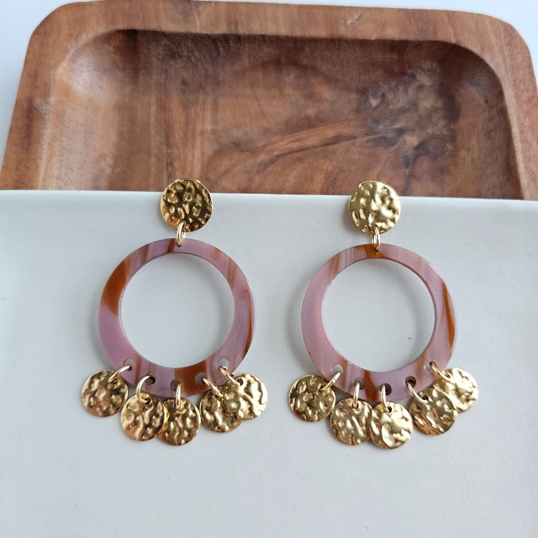 Francesca Earrings - Mauve & Copper