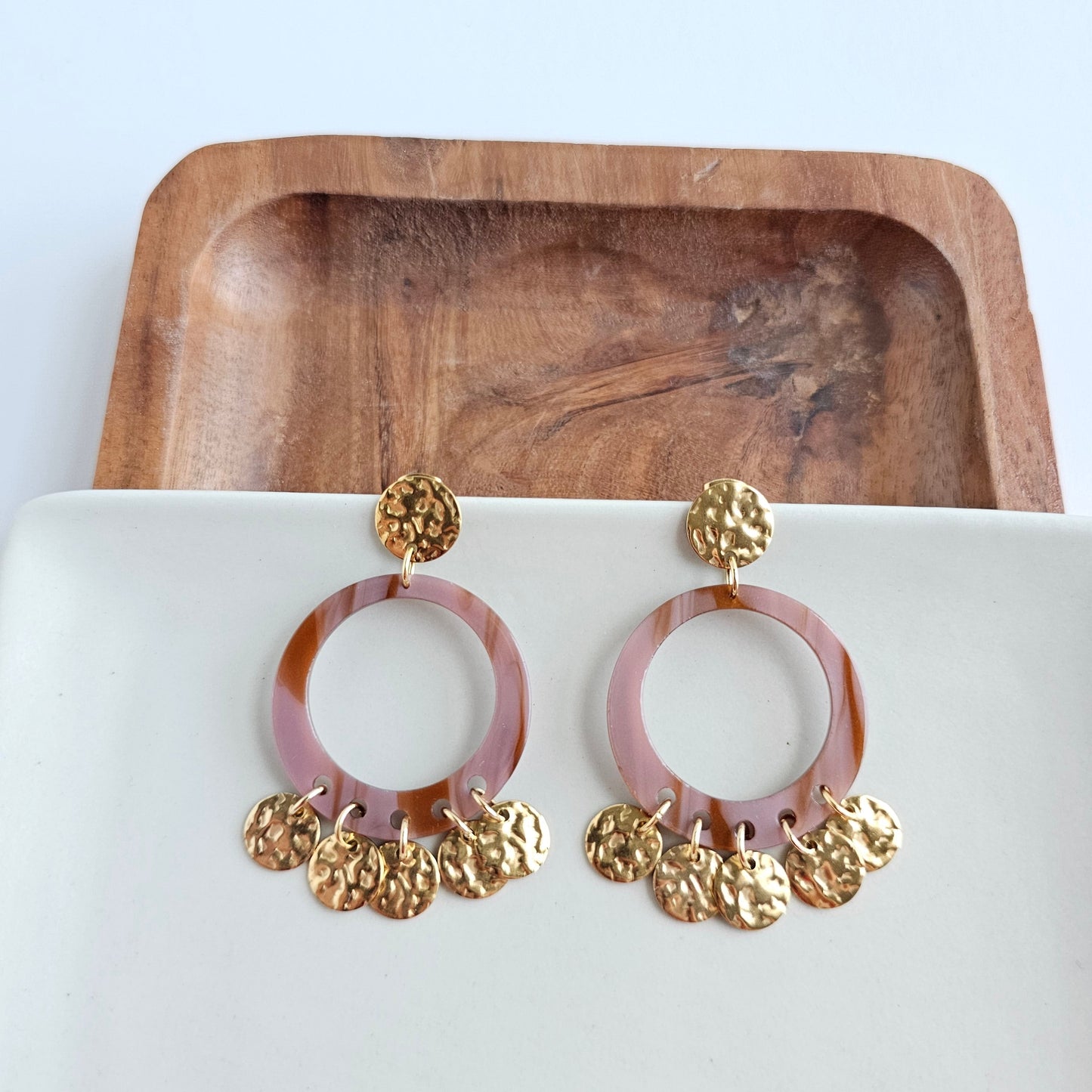 Francesca Earrings - Mauve & Copper