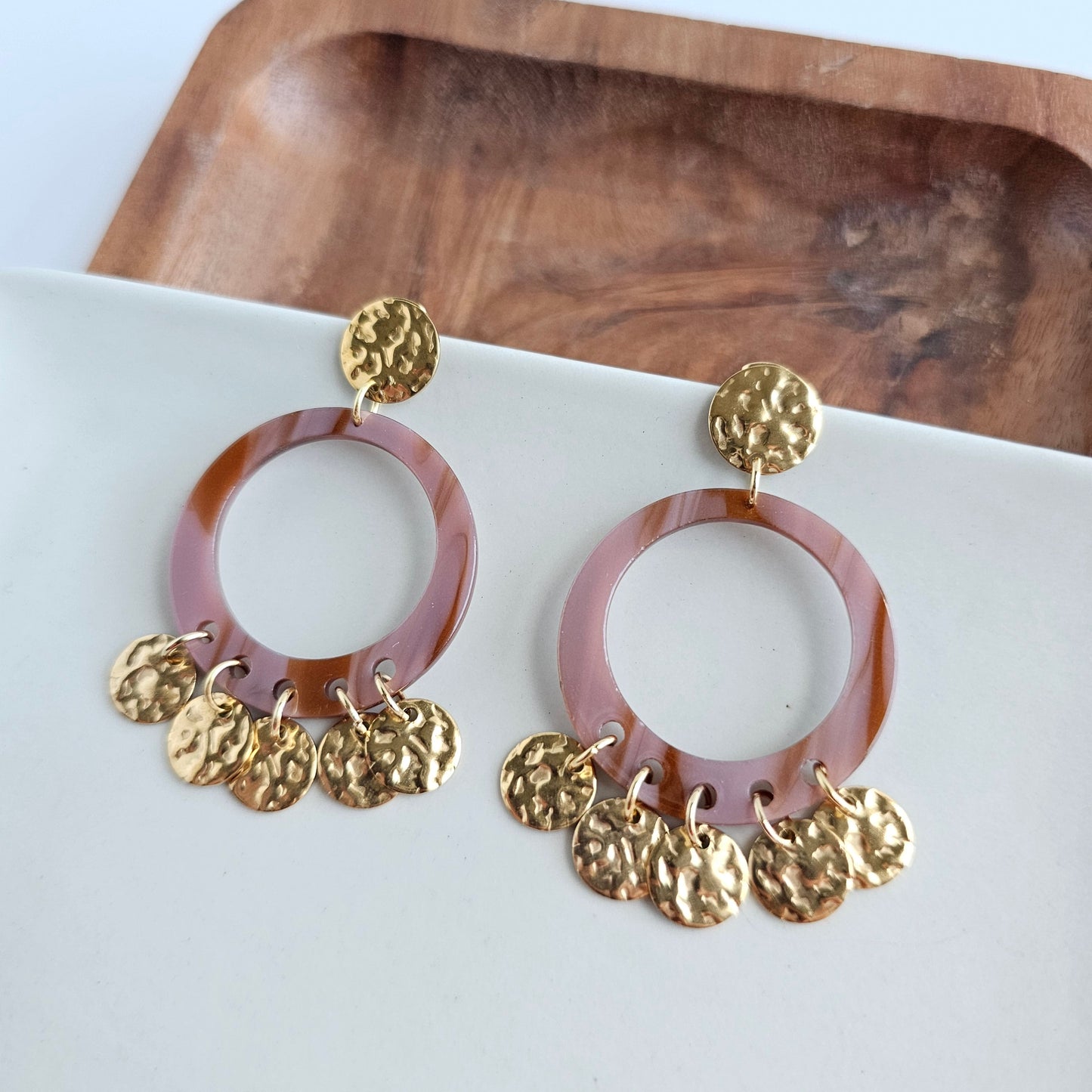 Francesca Earrings - Mauve & Copper