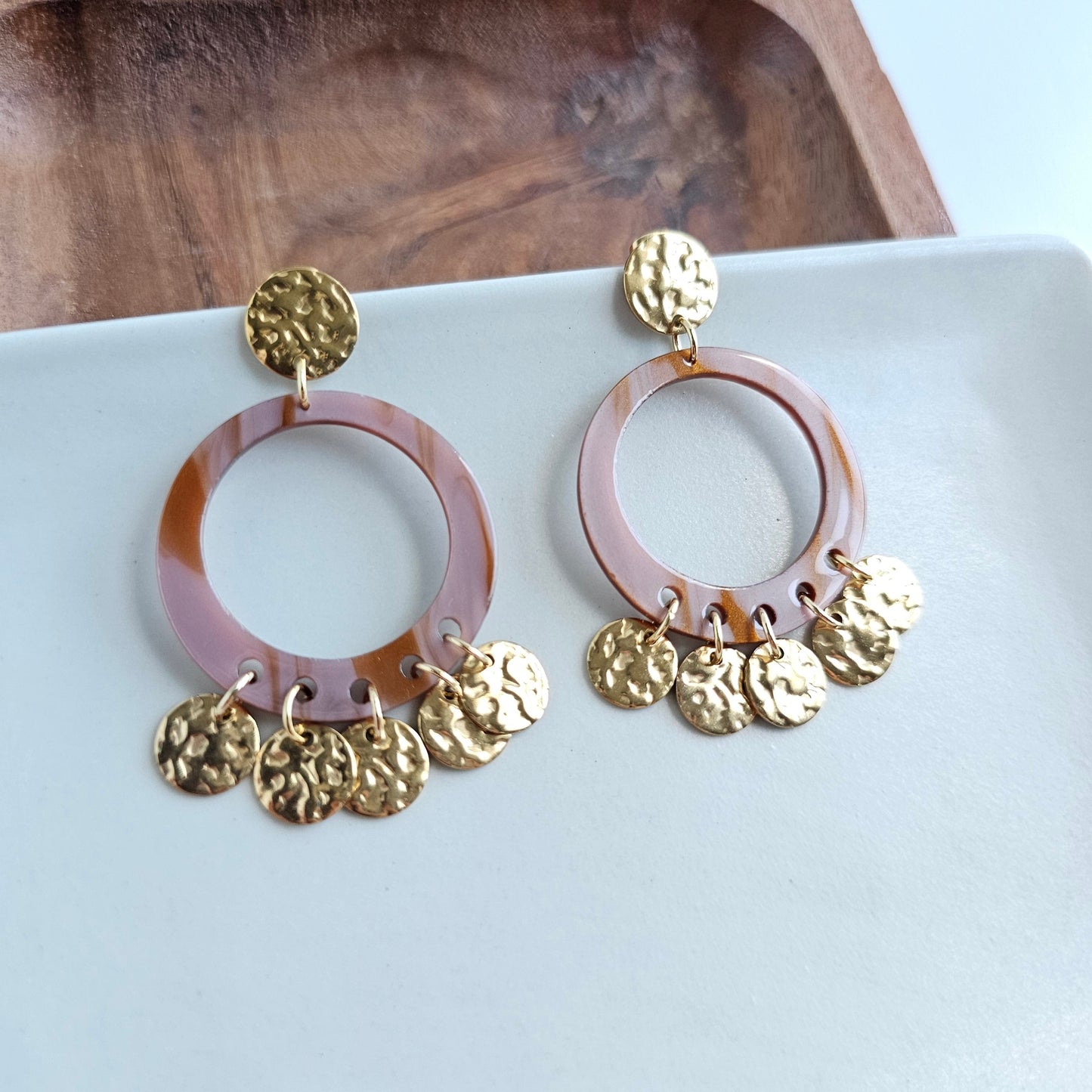 Francesca Earrings - Mauve & Copper