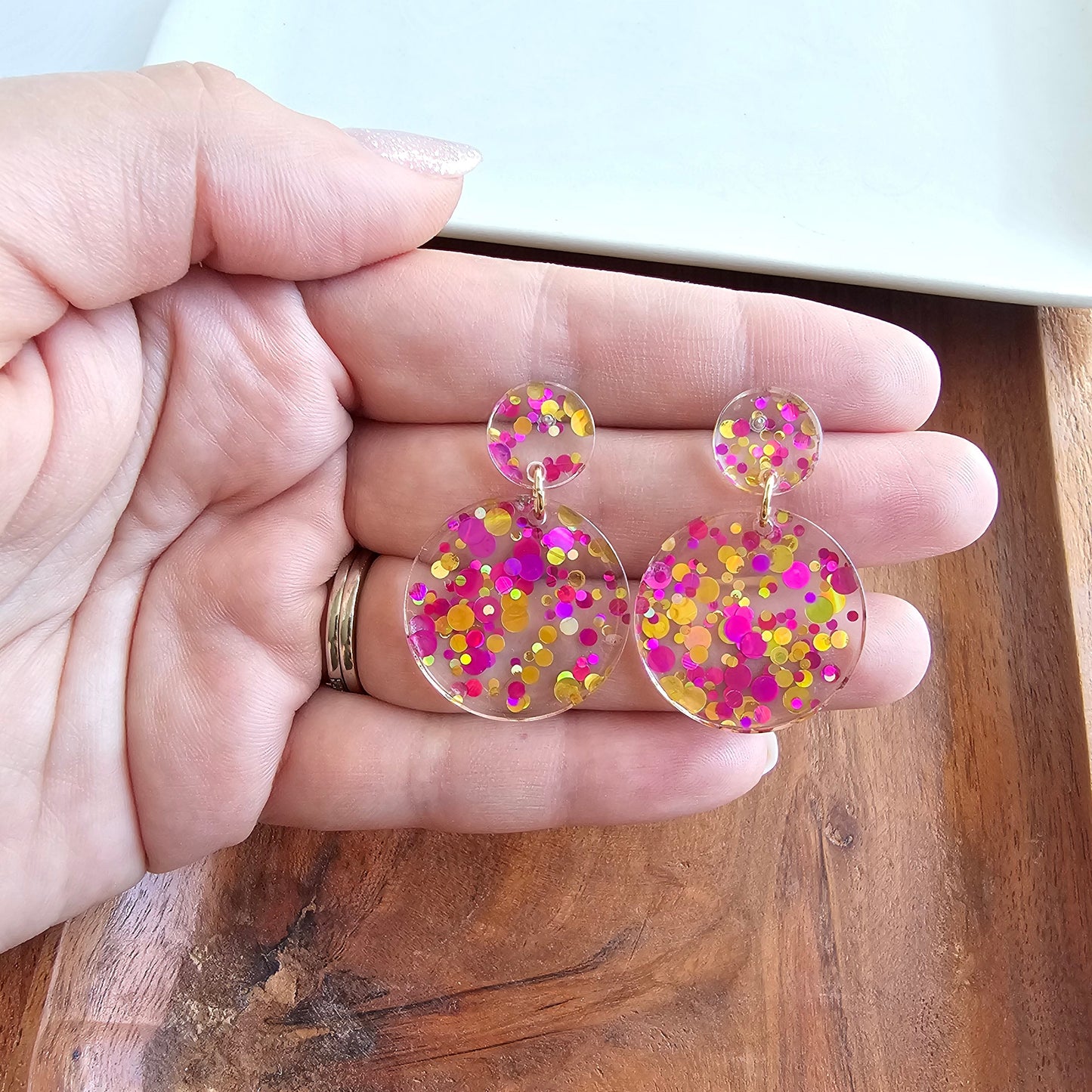 Addy Earrings - Pink Confetti