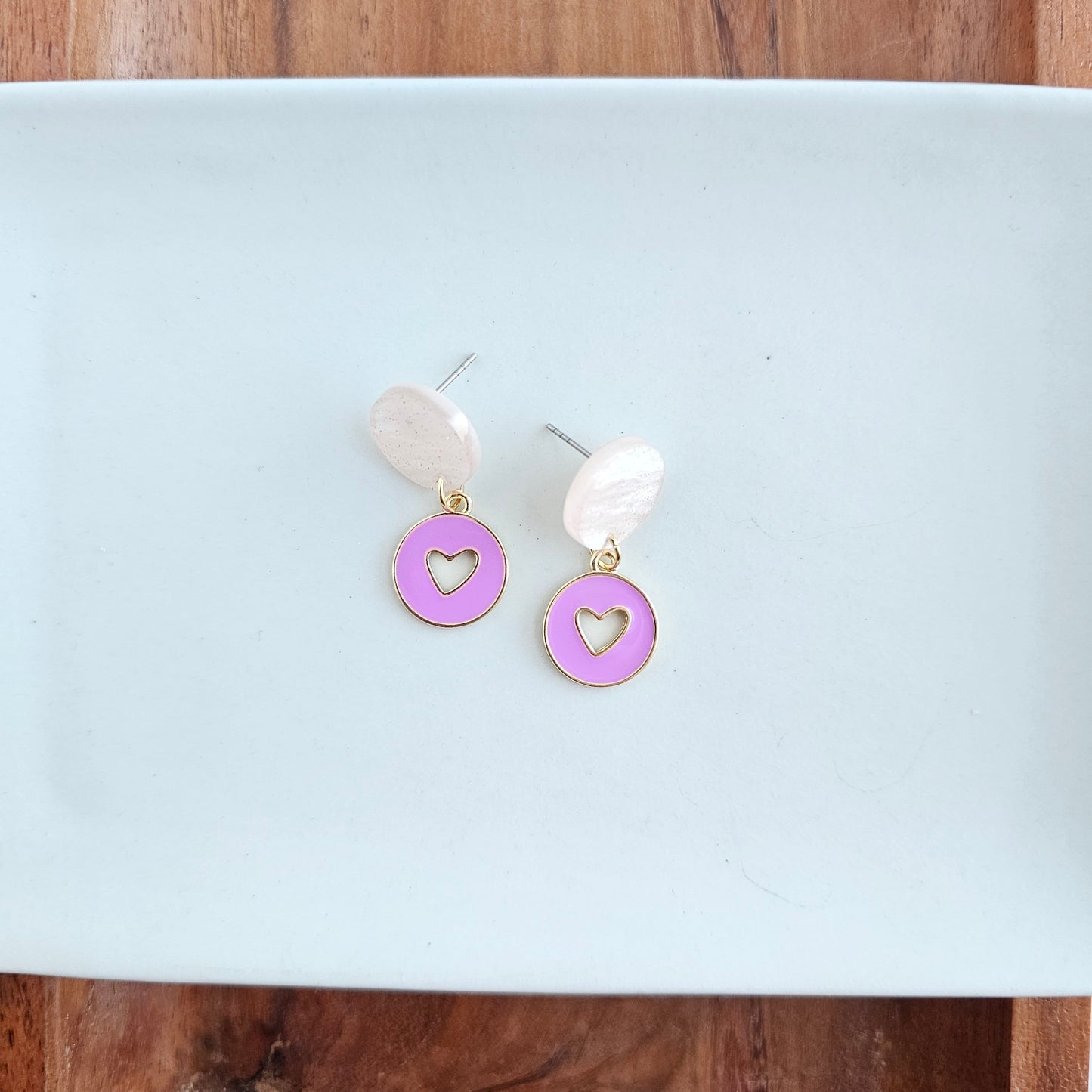 Amora Heart Earrings - Purple