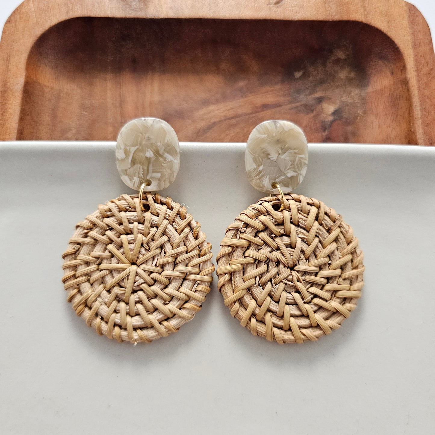 Dominica Earrings - Dark Rattan