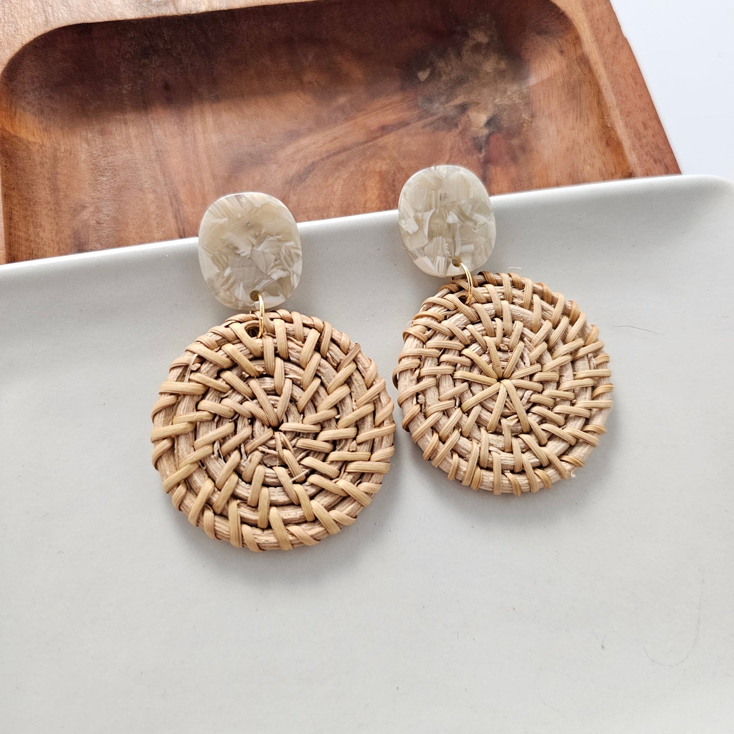 Dominica Earrings - Dark Rattan