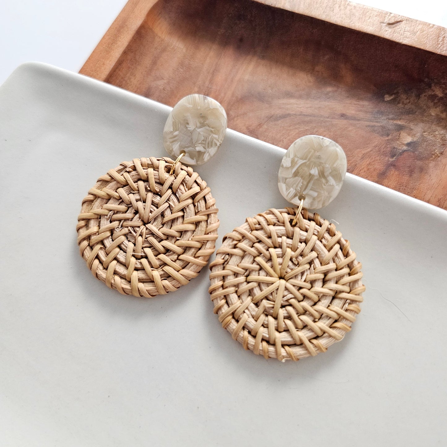 Dominica Earrings - Dark Rattan