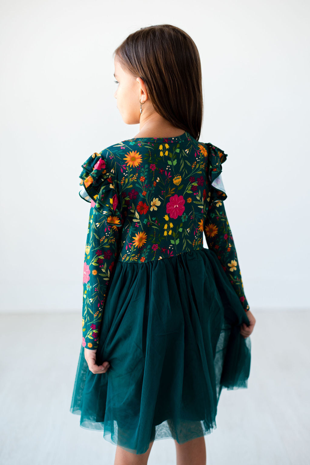 Long Sleeve Tulle Dress - Moody Flowers