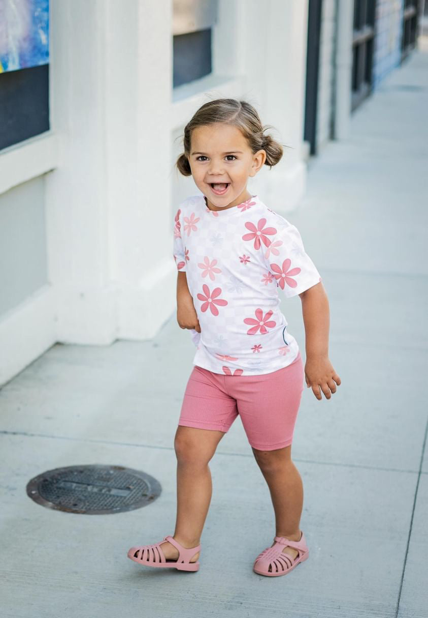 Millie - Bamboo Tee & Ribbed Bike Shorts Set