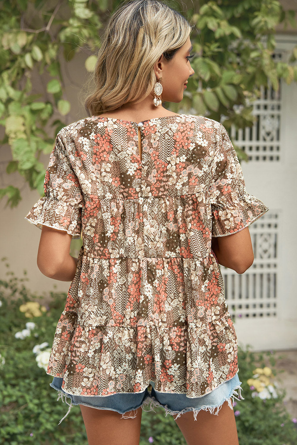 Floral Round Neck Short Sleeve T-Shirt