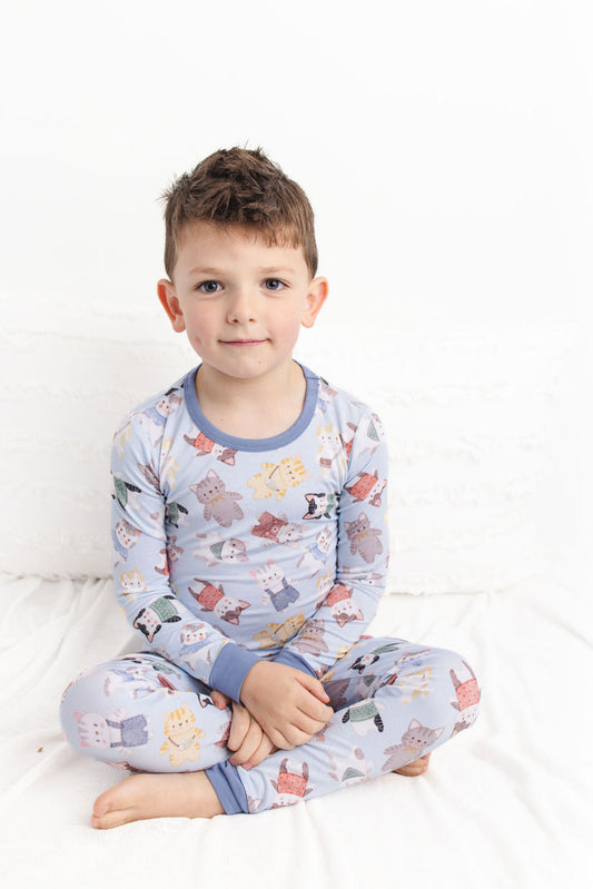 Whiskers (Blue) Long Sleeve PJ's