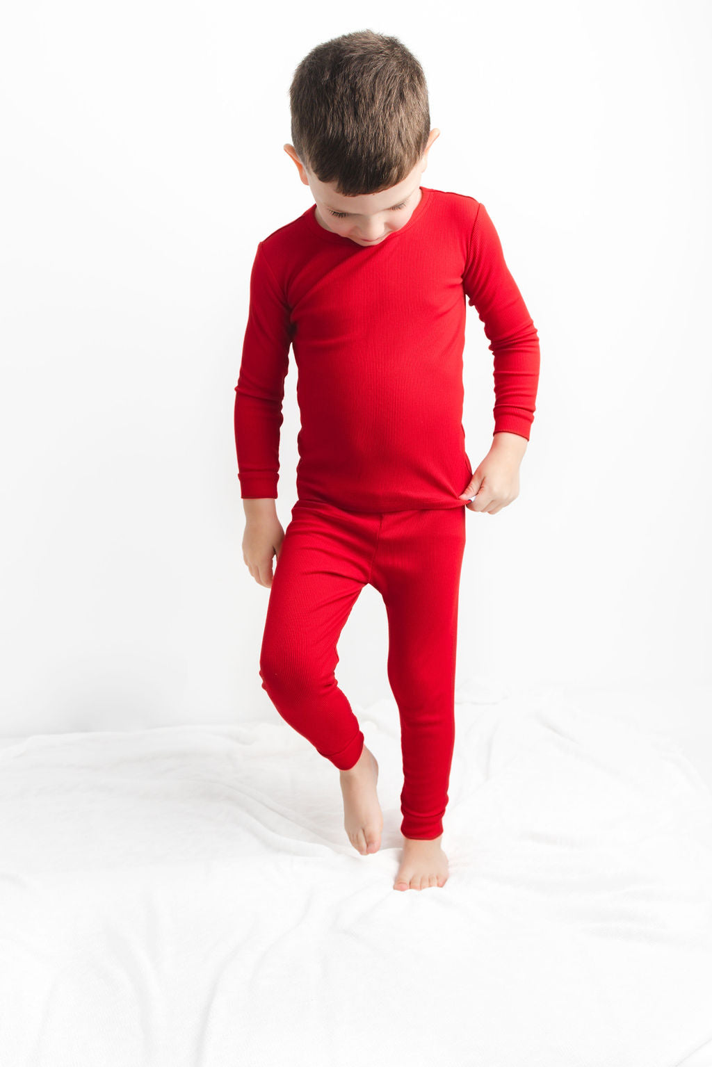 Crimson (Red) Ribbed Long Sleeve PJ's