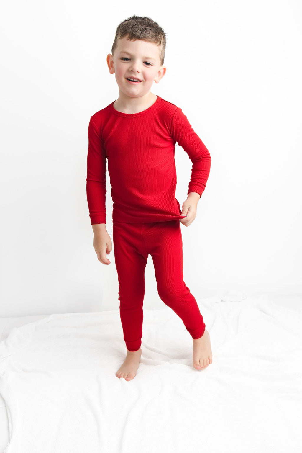 Crimson (Red) Ribbed Long Sleeve PJ's