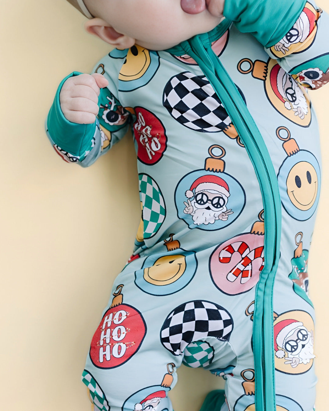 Bamboo Zip Romper | Christmas Ornaments