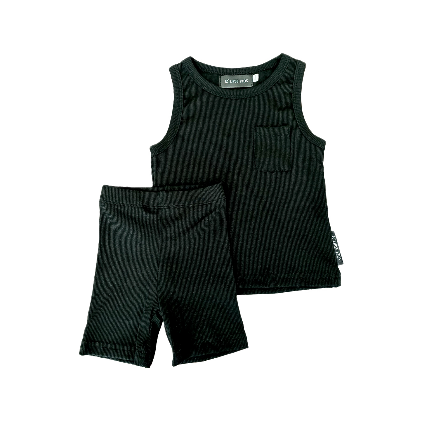 Ribbed Bamboo Tank Set - Black