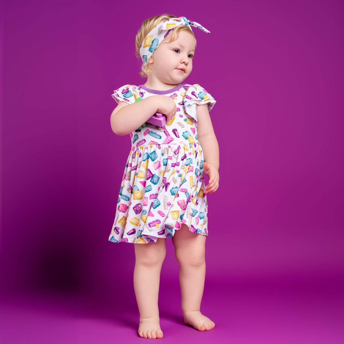 Block Party (Purple) Bodysuit Twirl Dress