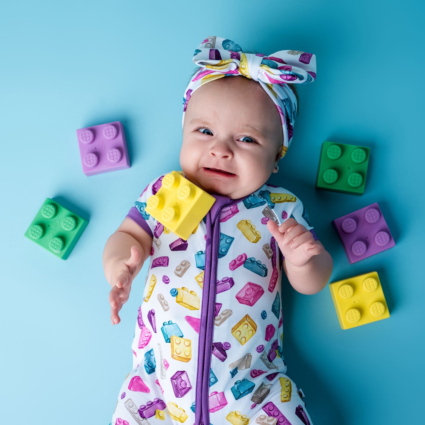 Block Party (Purple) Short Sleeve Romper