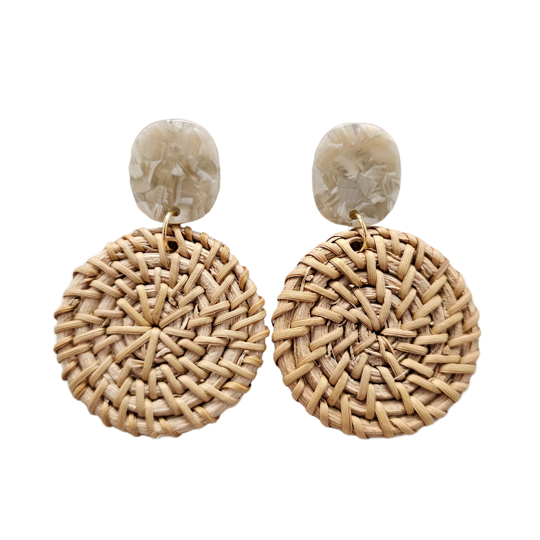 Dominica Earrings - Dark Rattan