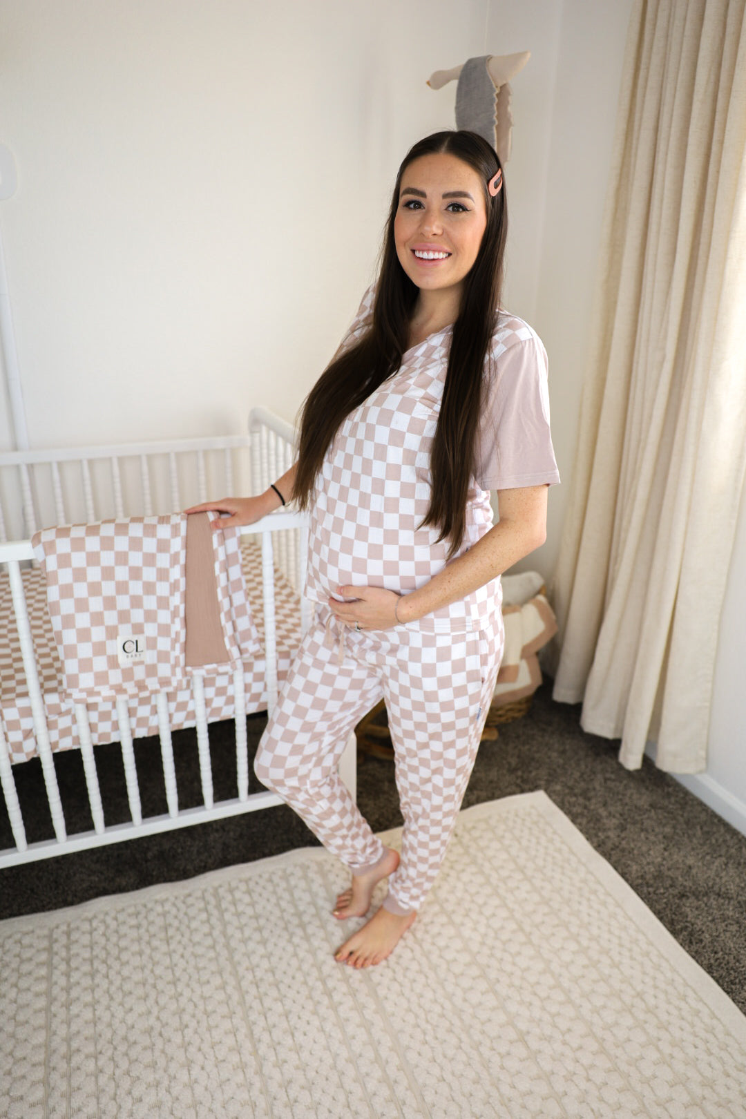 Checkered Bamboo Mama Pajamas | Two Piece Set