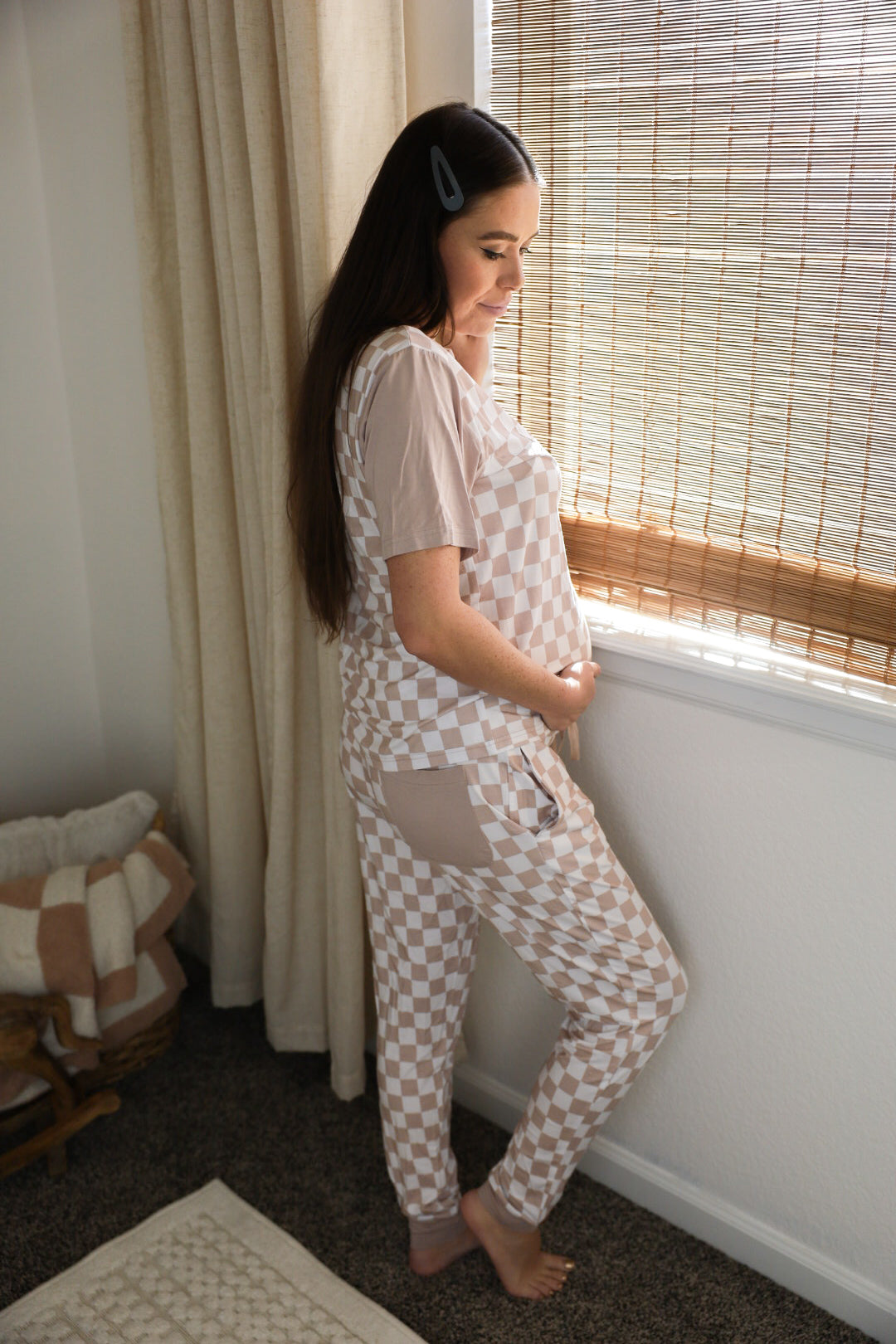 Checkered Bamboo Mama Pajamas | Two Piece Set