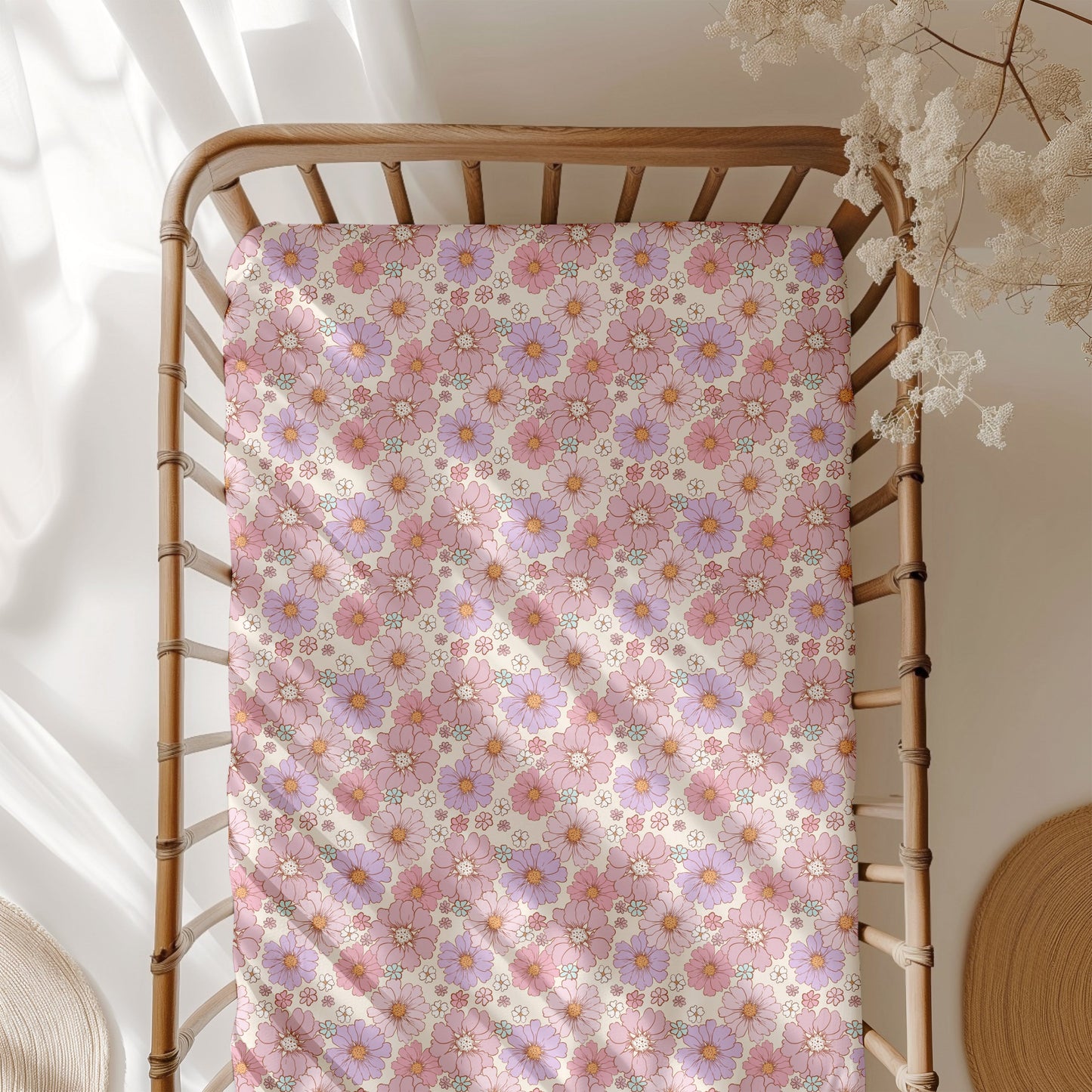 Powerful in Pink (Flower) Crib Sheet