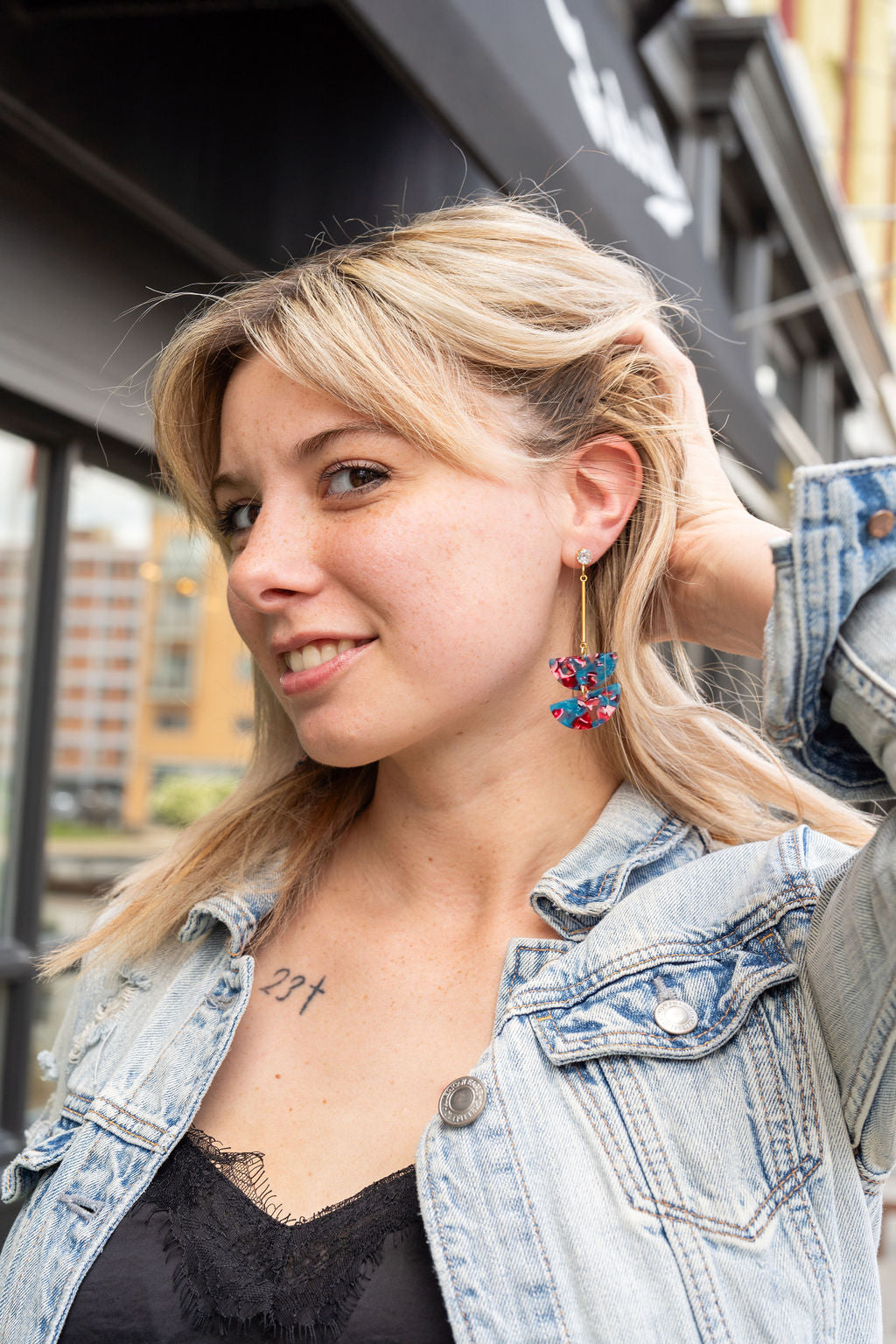 Everly Earrings - Magenta Teal