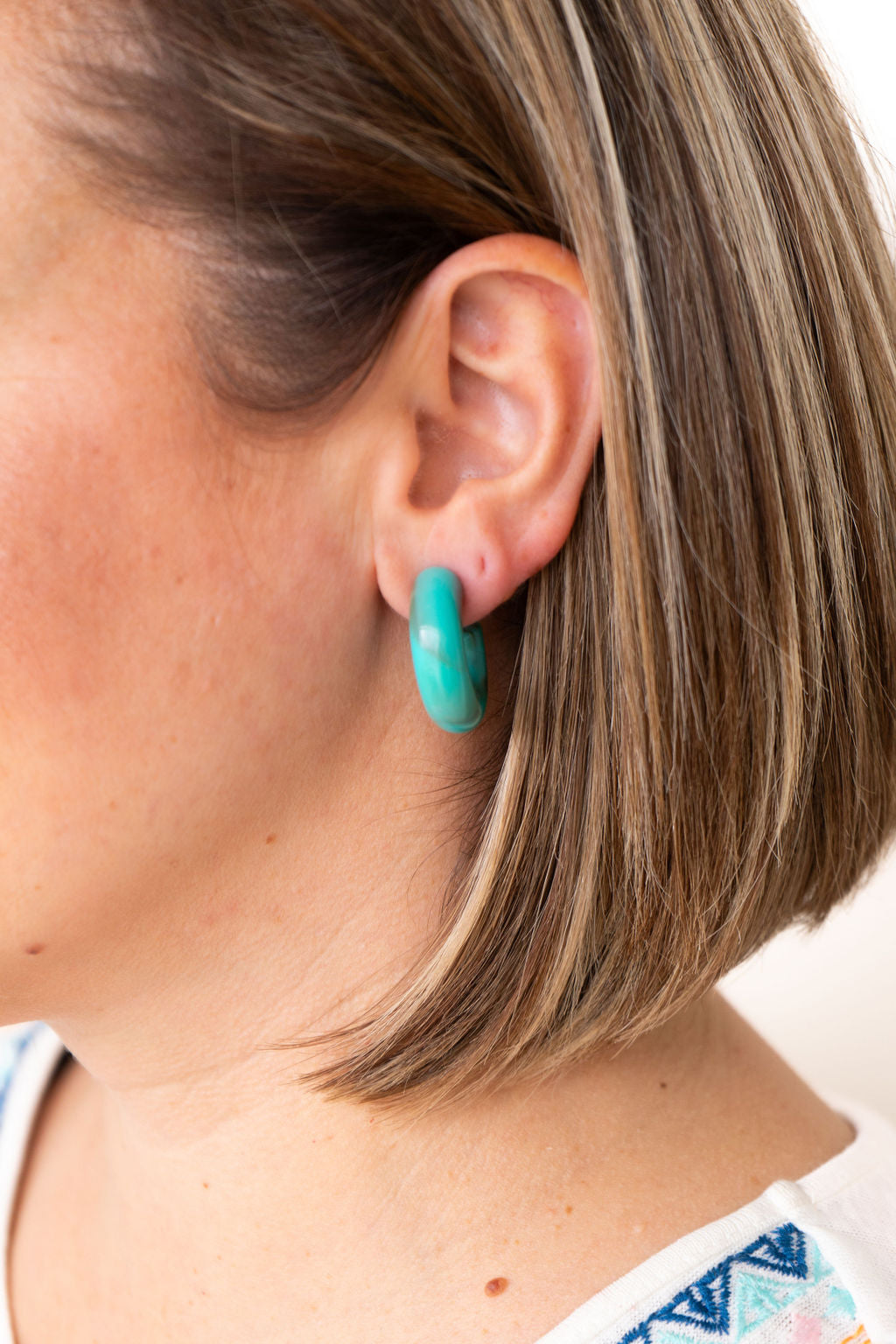 Chloe Hoops - Turquoise