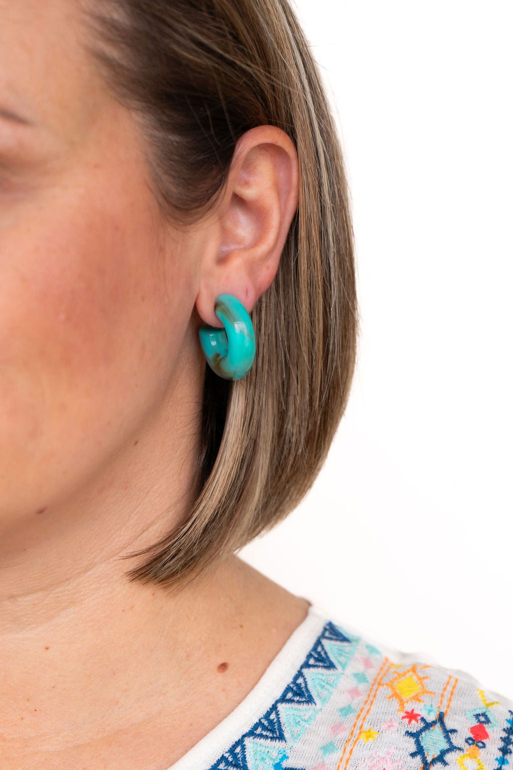 Chloe Hoops - Turquoise