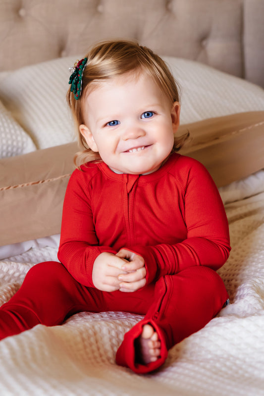 Crimson (Red) Ribbed Romper