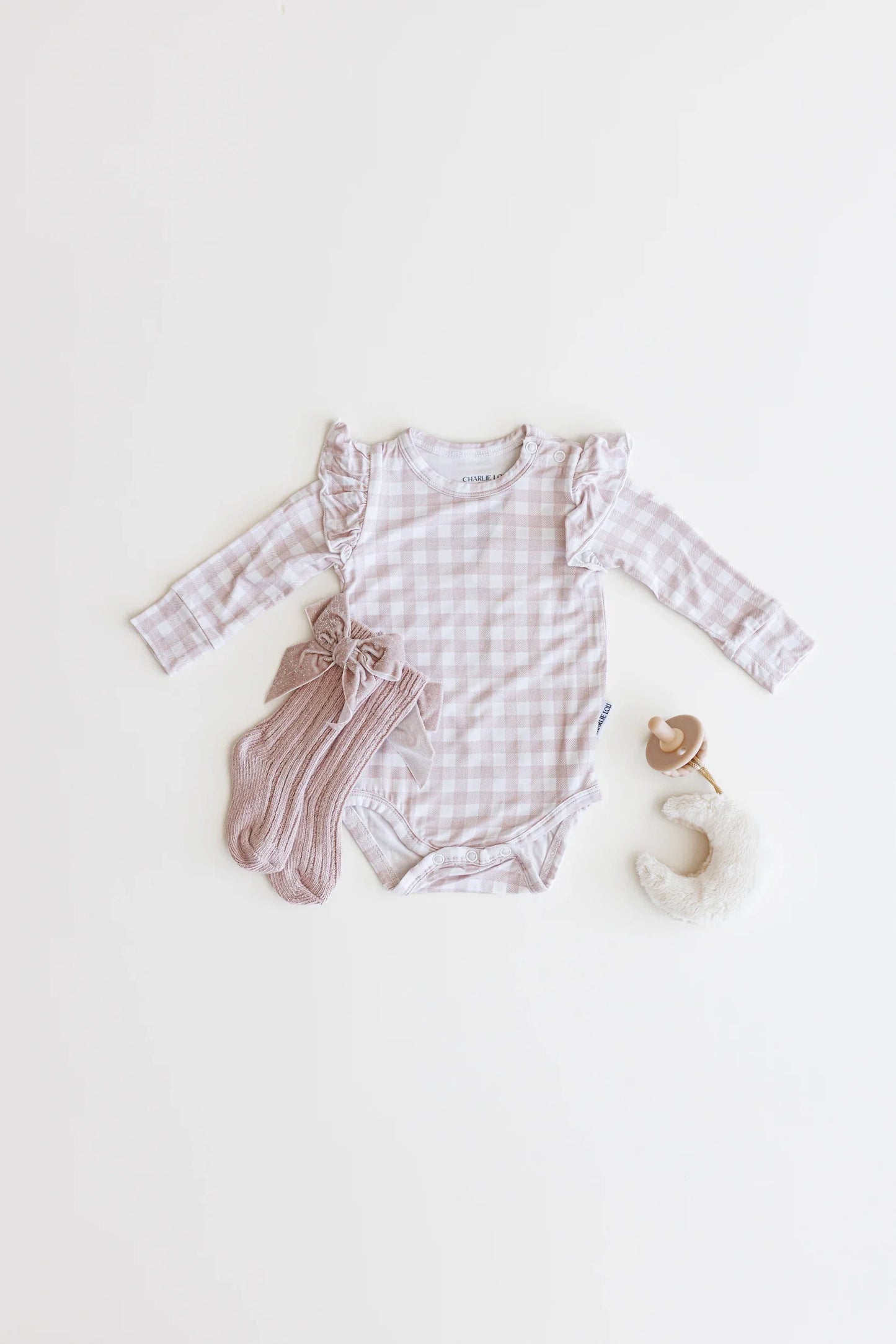 Gingham Bamboo Ruffle Bodysuit