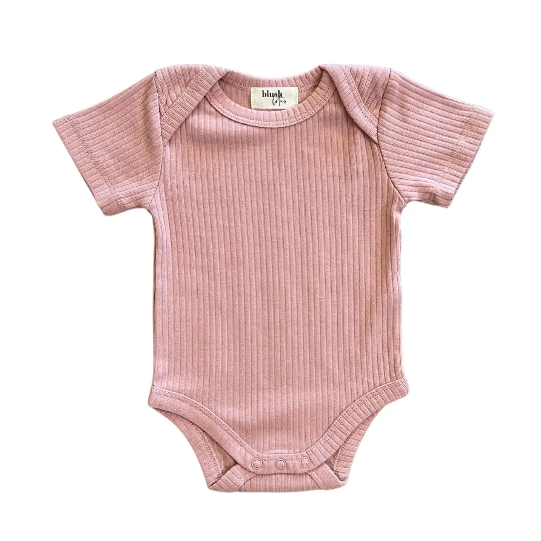 Ribbed Bodysuit - SHORT SLEEVE - Dusty Rose