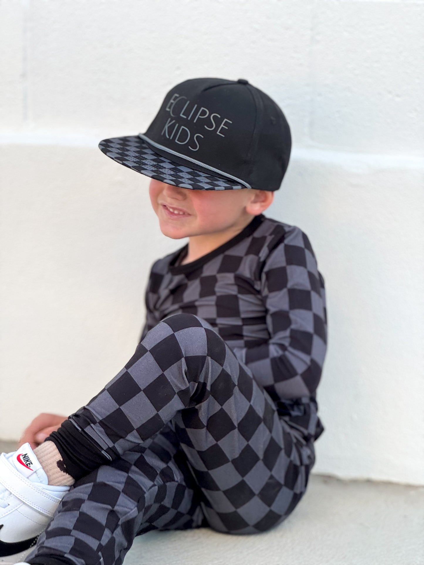 Charcoal Checkers - Long Sleeve 2 Piece Set