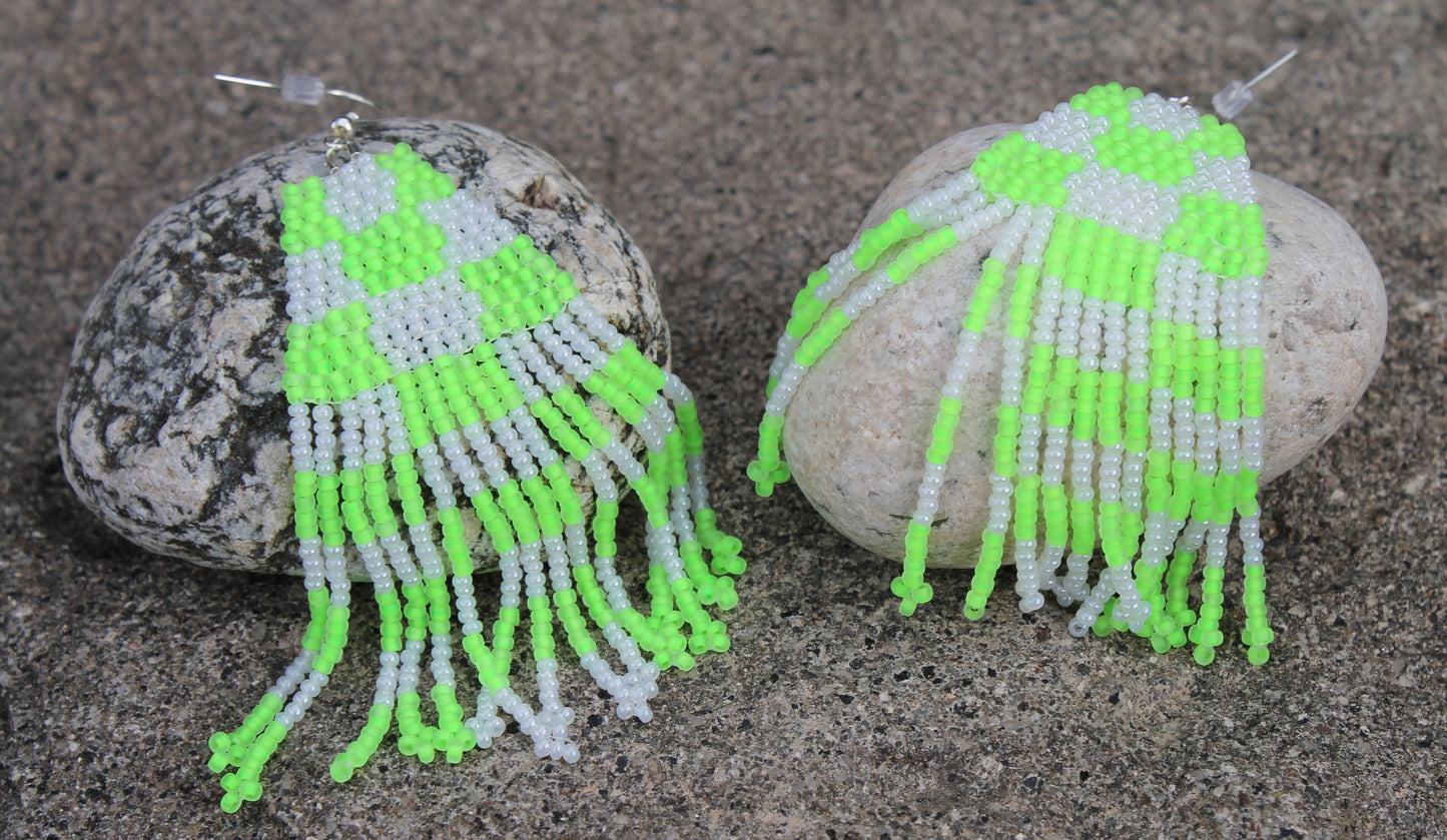 Checkered Vibes Fringe Earrings