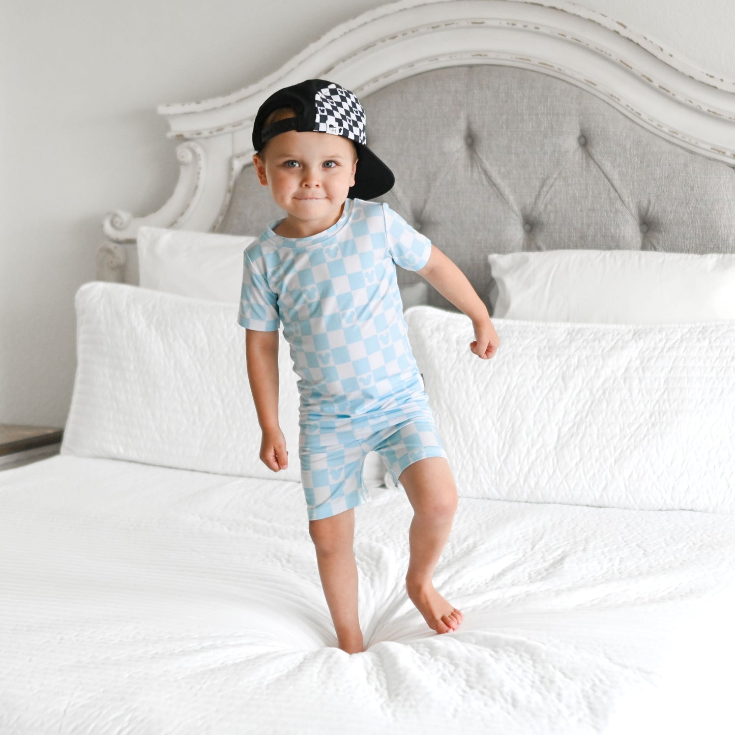 Beach Blue Mouse Checker - Short Set