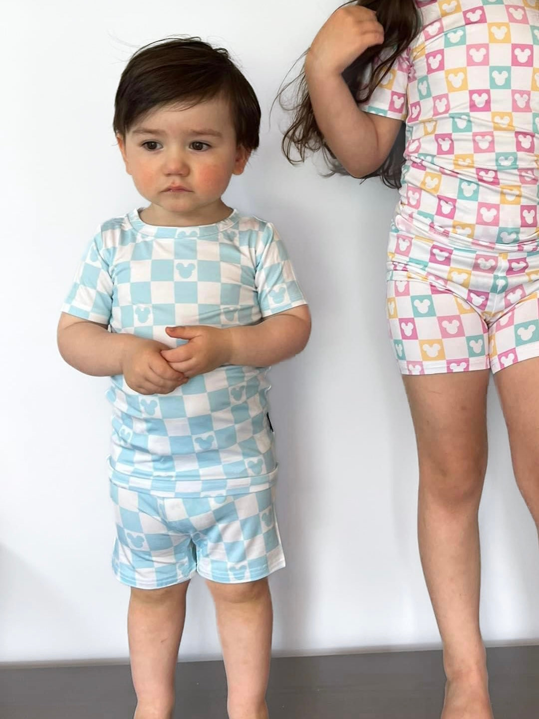 Beach Blue Mouse Checker - Short Set