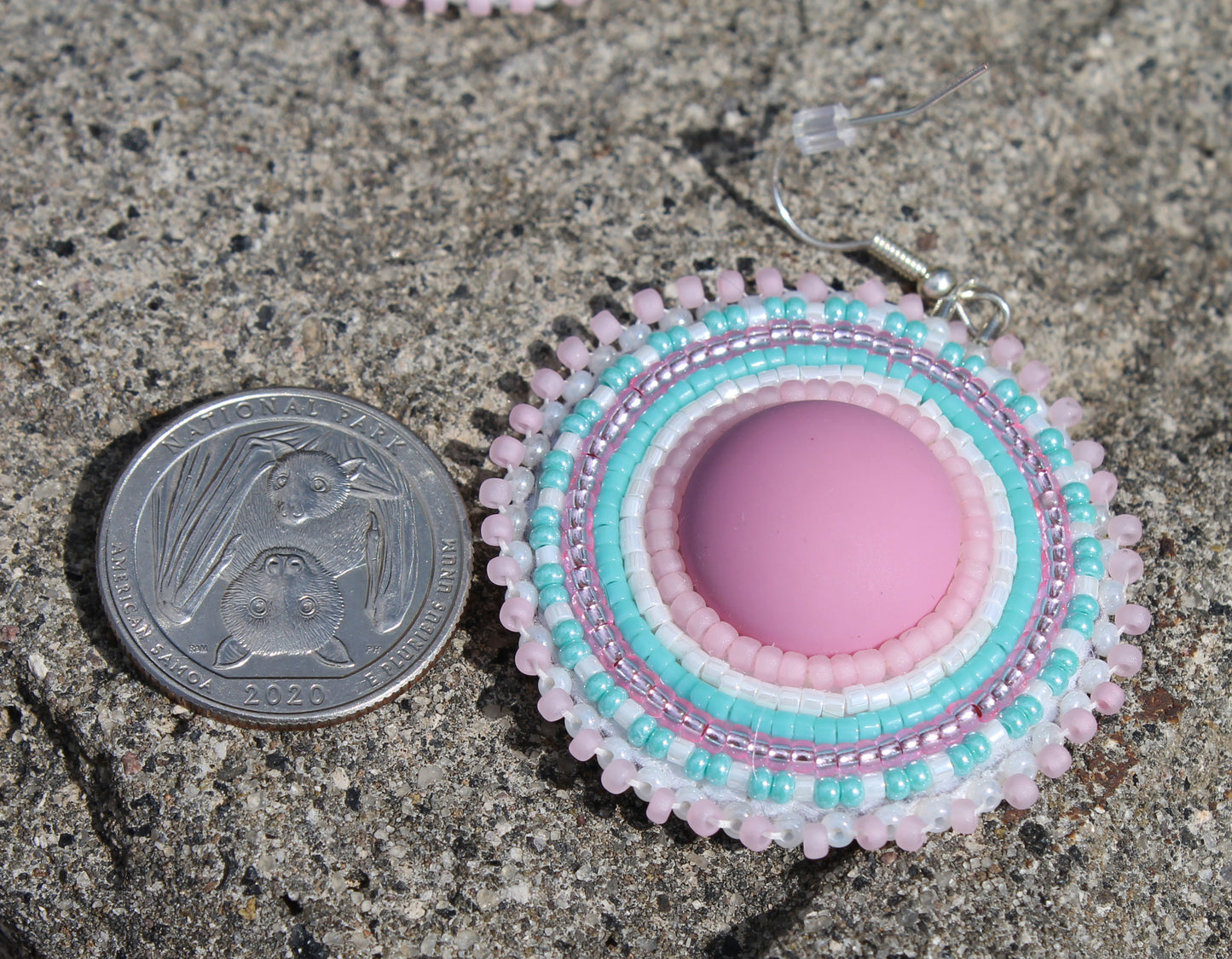 Pink and Turquoise Round Earrings